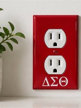 2 Red Delta Sigma Theta Greek Letter Plastic Decorative Outlet Cover